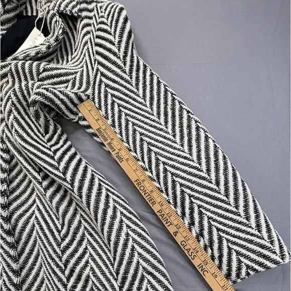 Lovestitch Cream Black Chevron Coat Large L NWT New - Picture 5 of 10